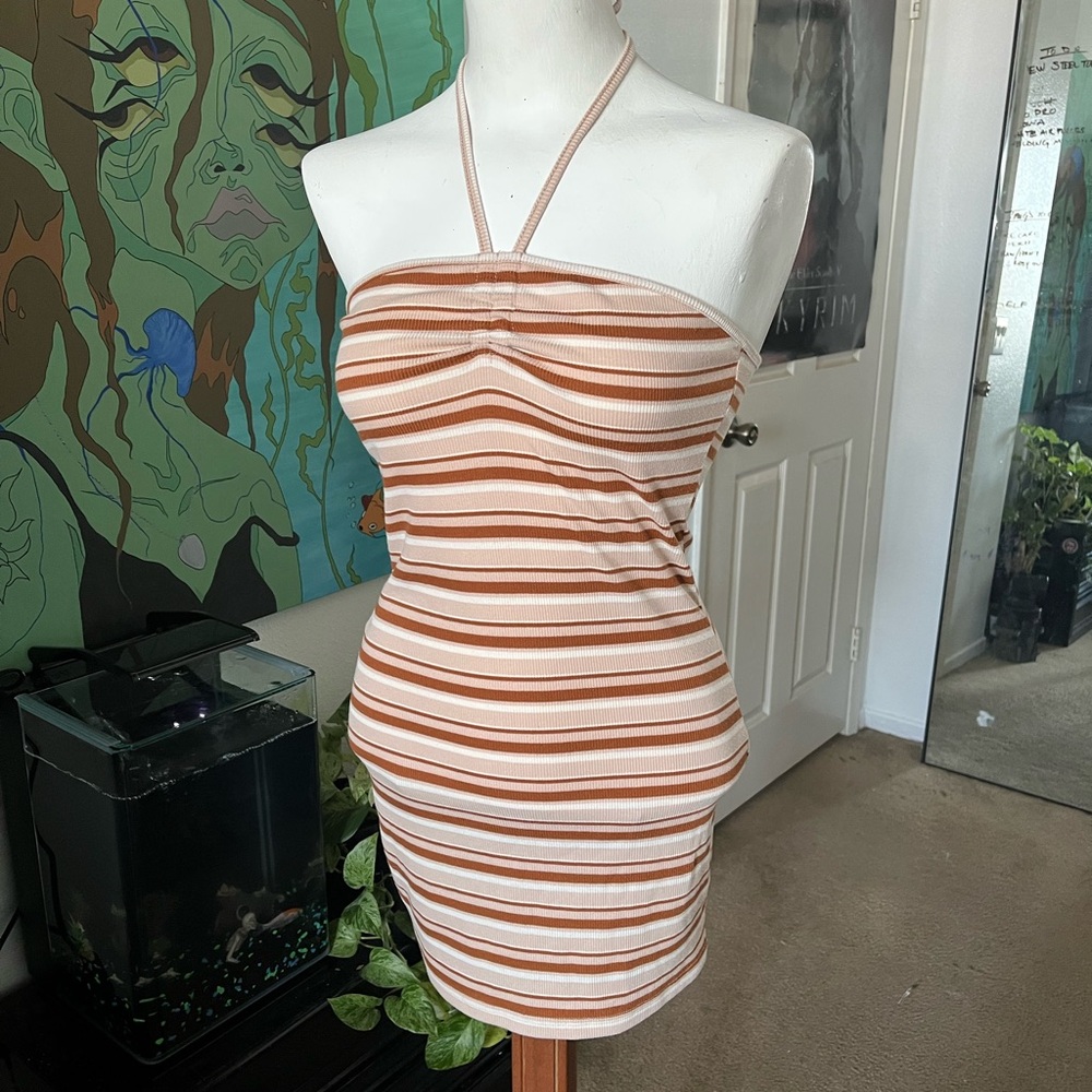 Striped Halter Neck Dress